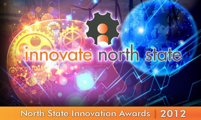 Innovate north state logo with gears and global network design for 2012 North State Innovation Awards
