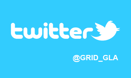 Twitter logo and text "@GRID_GLA" on blue background