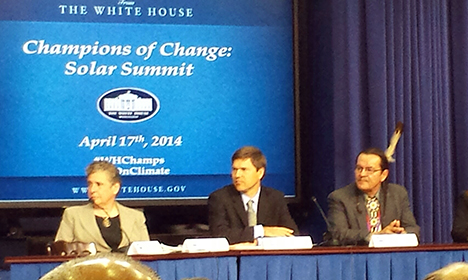 Three panelists at White House Champions of Change Solar Summit, April 17, 2014