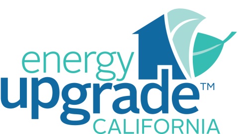 Energy Upgrade California logo with house and leaf graphic design