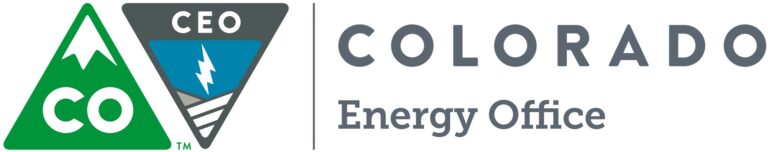 Colorado Energy Office logo with green mountain and lightning bolt symbol