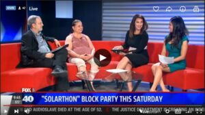 Fox 40 news panel discussing Solarthon block party this Saturday