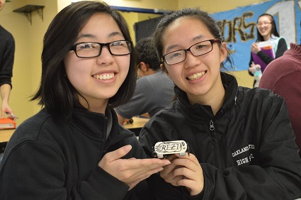 Two Oakland High School students involved with GRID's Solar Futures program.