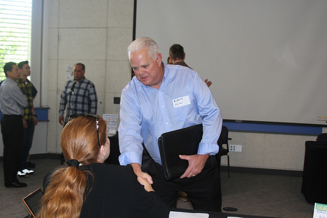 Man shaking hands with potential employer
