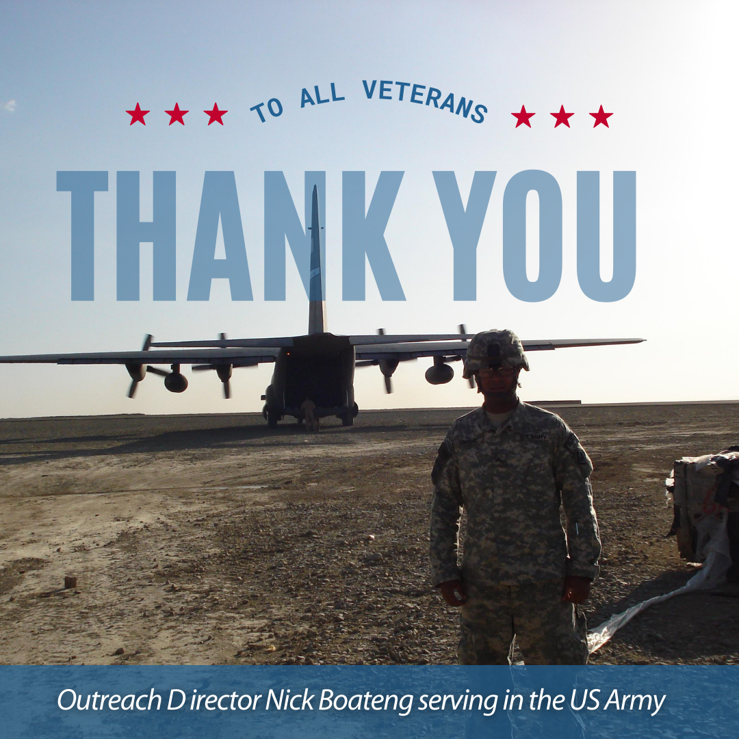 Outreach Director Nick Boateng serving in the US Army