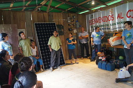 "Despite being a leader, I always try to encourage others to get involved and take responsibility" -Raymundo, pictured above leading a community meeting.