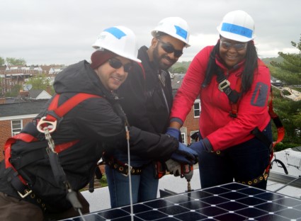 Three NAACP volunteers us an impact drill