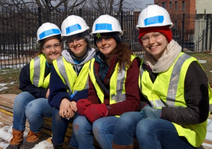 Solar Spring Break students take a break during an install