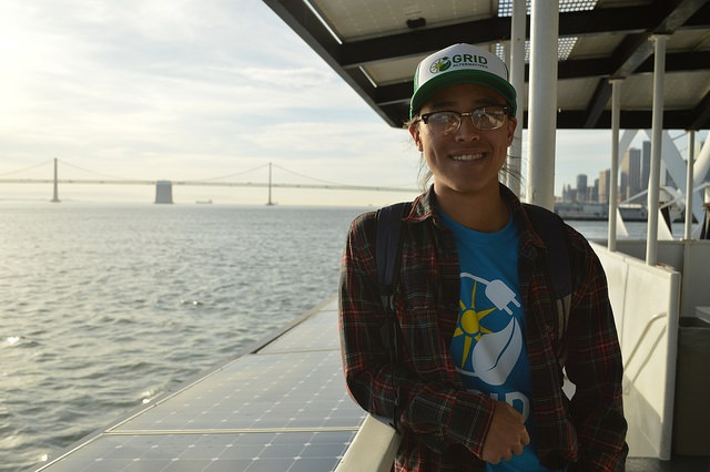 Steven Chan, SSB Team Leader, on the solar ferry to Alcatraz