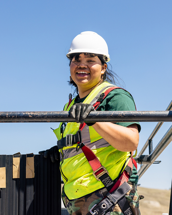 Person smiling while working