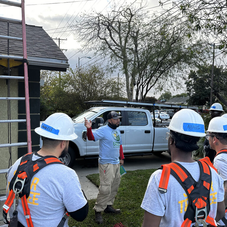GRID GLA trainees at a solar installation job site