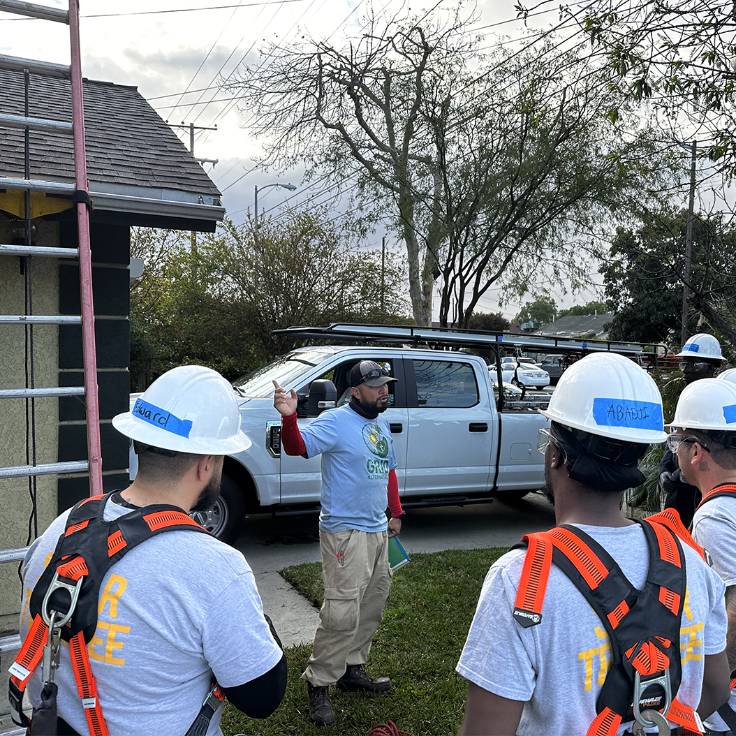 GRID GLA trainees at a solar installation job site