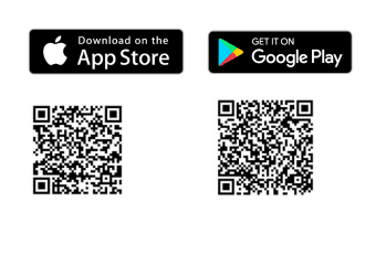 QR codes for downloading the Tesla app from the Apple App Store and Google Play.