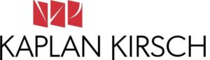Kaplan Kirsch logo with three red geometric shapes above black text