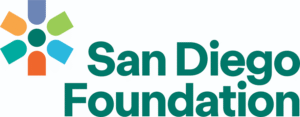 San Diego Foundation logo with colorful geometric shapes and teal text