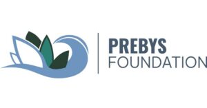 Prebys Foundation logo with blue wave and green leaf design elements