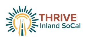 THRIVE Inland SoCal logo with stylized sun rays and road design