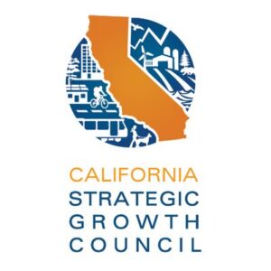 California map with urban icons, text reads "California Strategic Growth Council